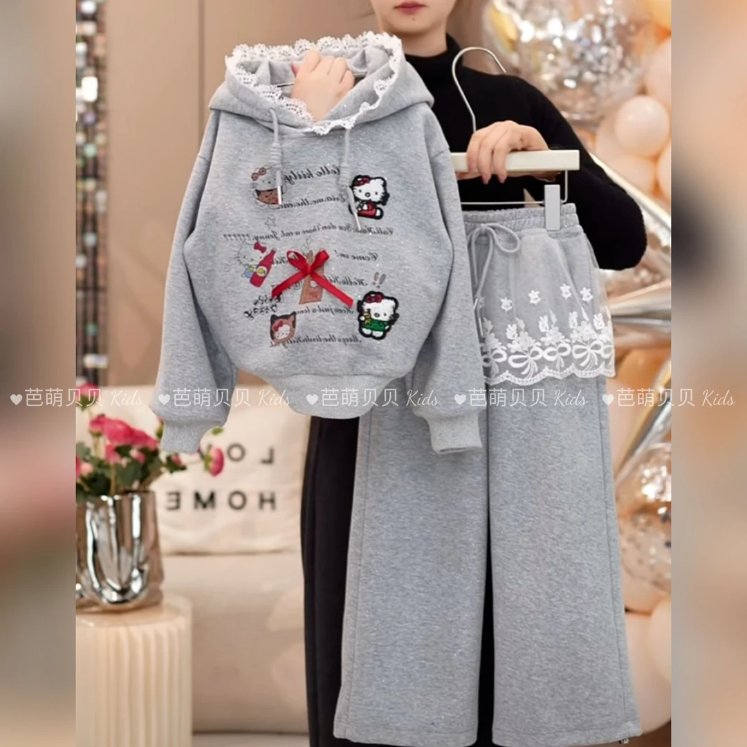 女童运动套装春秋2025新款女孩大童装时髦洋气卫衣外套潮酷两件套