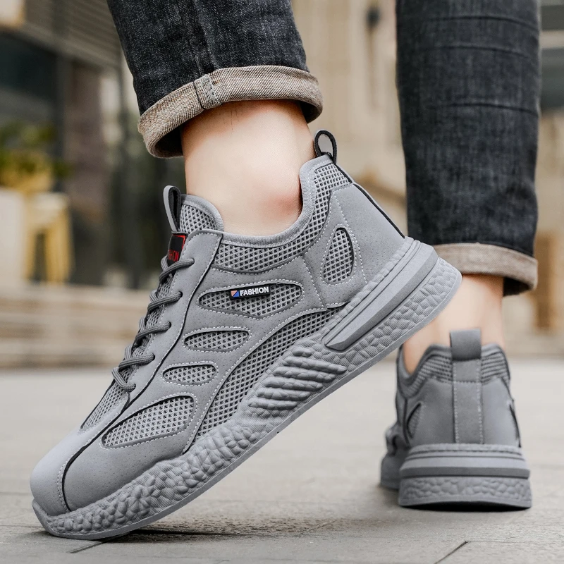 男鞋夏季2025新款网面透气不闷脚不臭脚轻便运动鞋男士防滑增高鞋