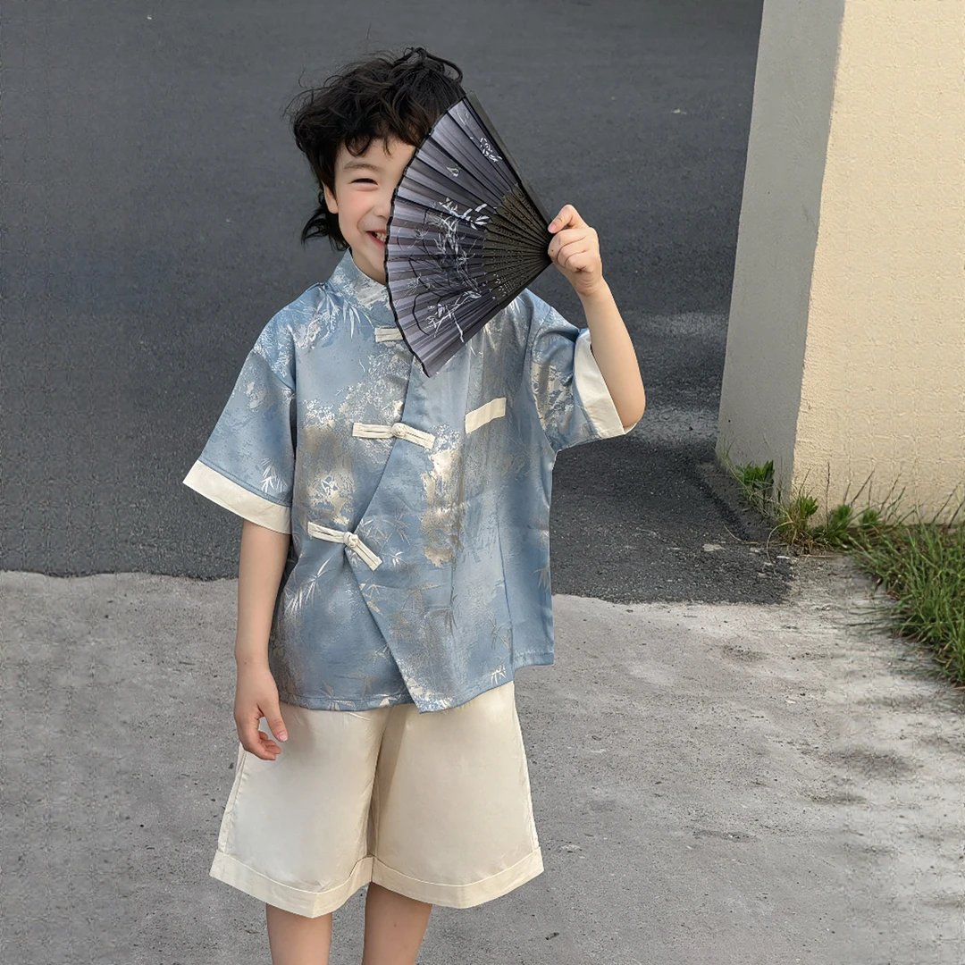 男童国风套装夏装2025新款儿童夏季帅气休闲新中式汉服唐装男宝宝