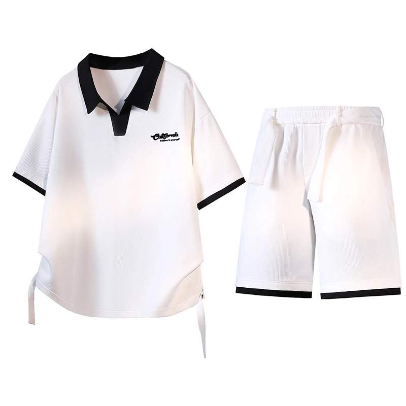 潮流休闲运动套装减龄夏季印花短袖宽松韩版设计感男士薄款短裤