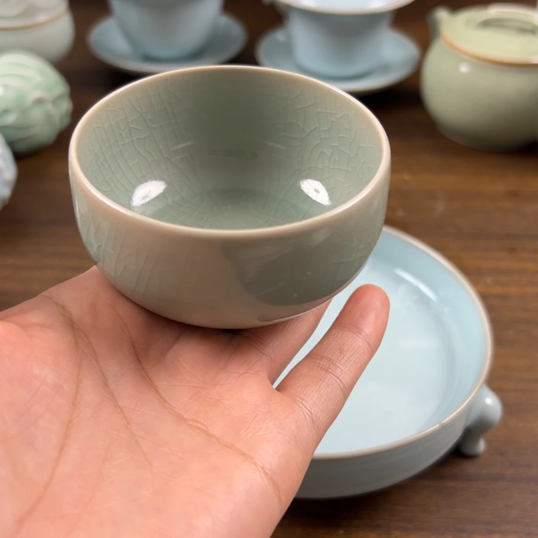 摆件瓷仿古釉水禅定杯