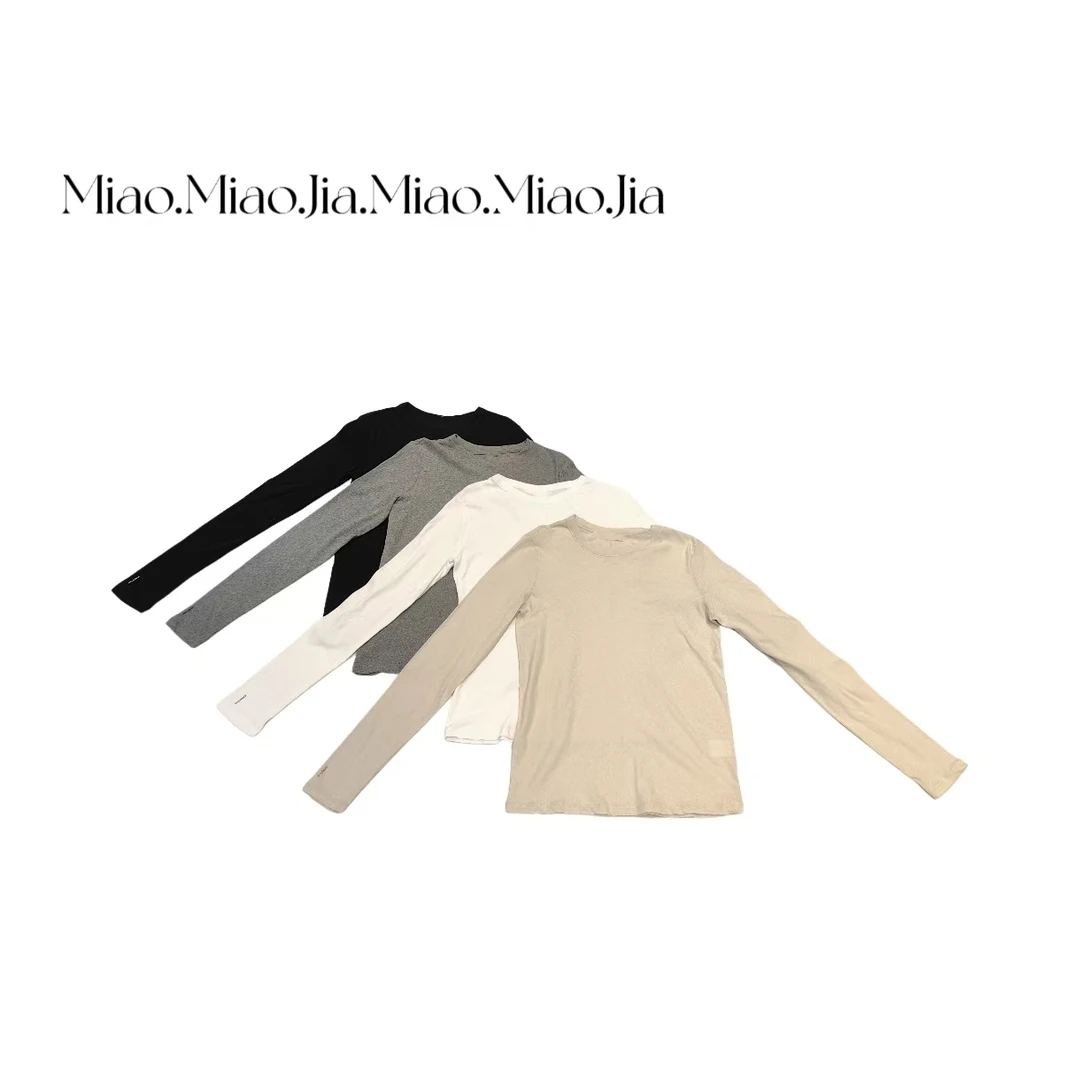 /苗苗家/『春风十里』简约百搭纯棉打底衫圆领贴身薄宽上衣