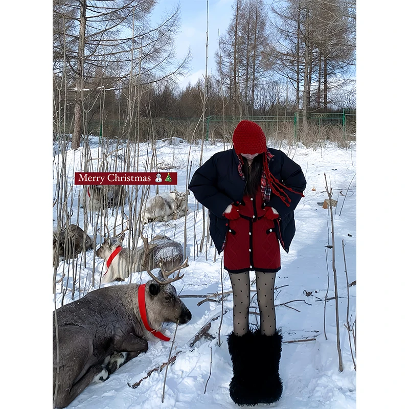 白水女【冬季清仓款】软糯元英套装小香风气质蝴蝶半裙套装B3121193