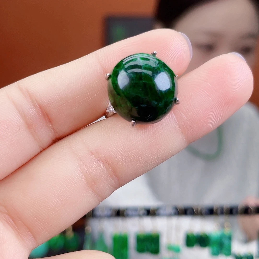 翡翠银S925镶嵌耳饰