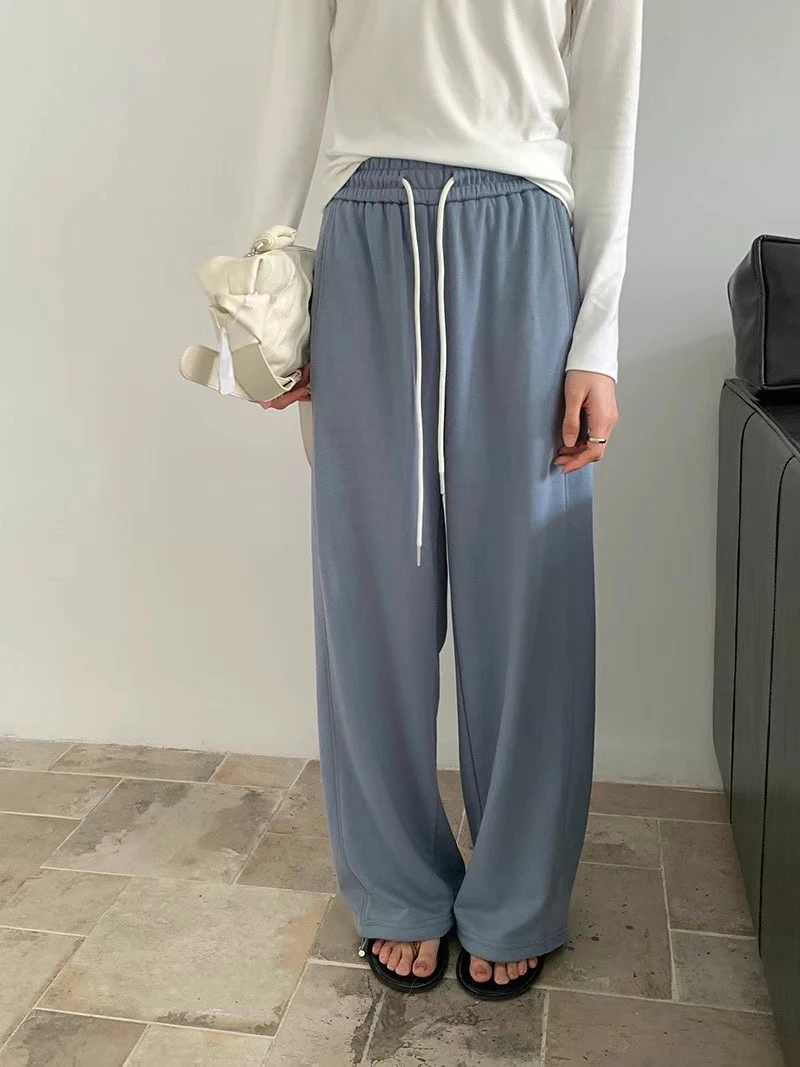 雾霾蓝//休闲直筒毛圈卫裤