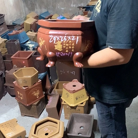 紫砂花盆手工艺品