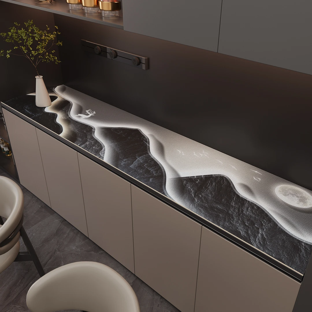 忘忧虫简约皮革餐边柜垫家用防水防刮电视柜垫免洗耐脏玄关台面垫