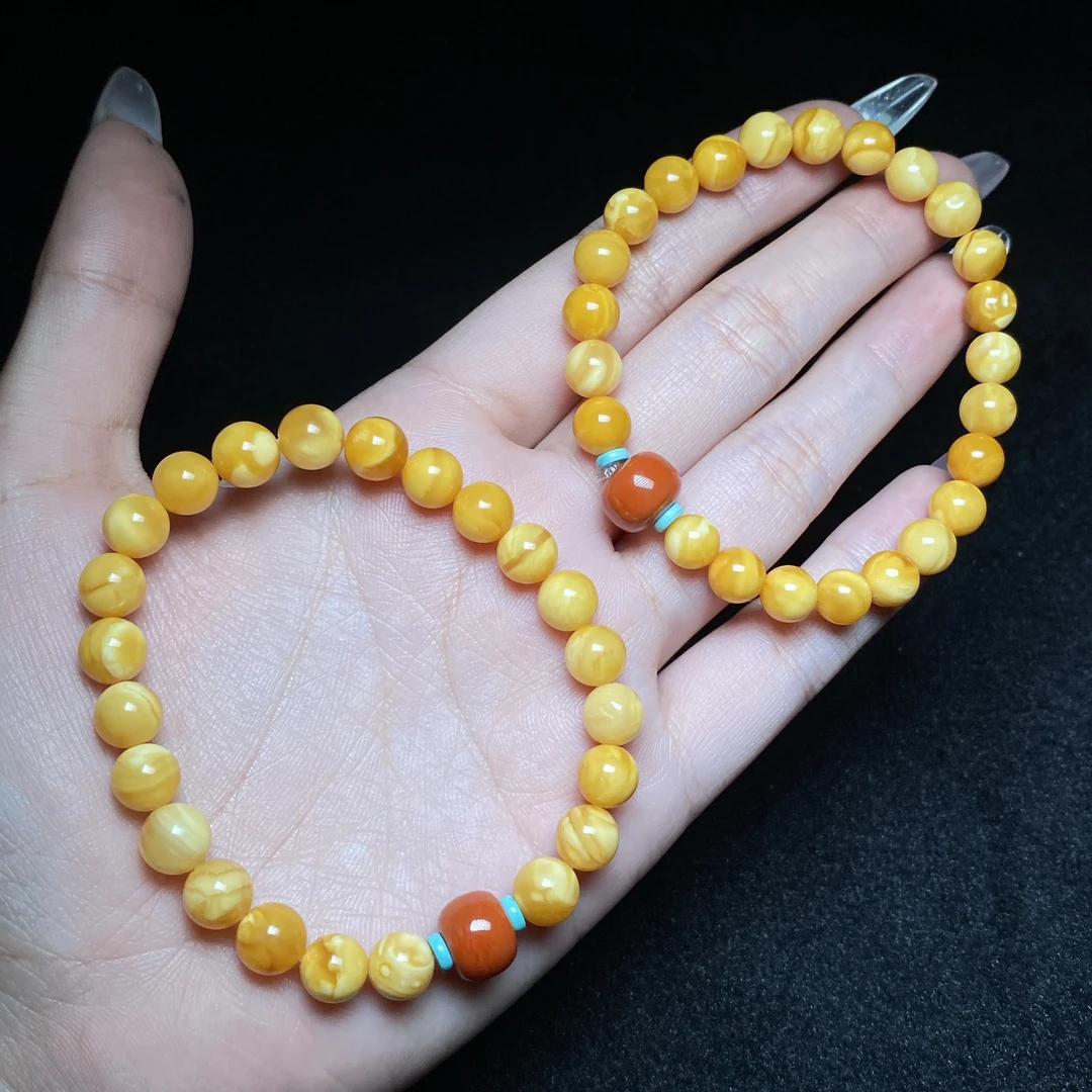 【小北珠宝】蜜蜡DIY单圈手串约6.5mm+【多样性发一件】15-WP04X30