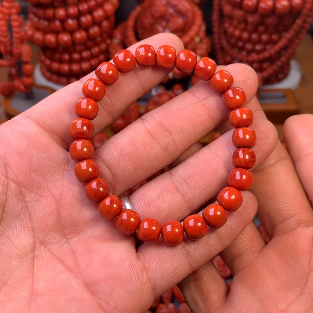 南红玛瑙天然南红配饰瓦西老型手串卡8mm➕未镶嵌