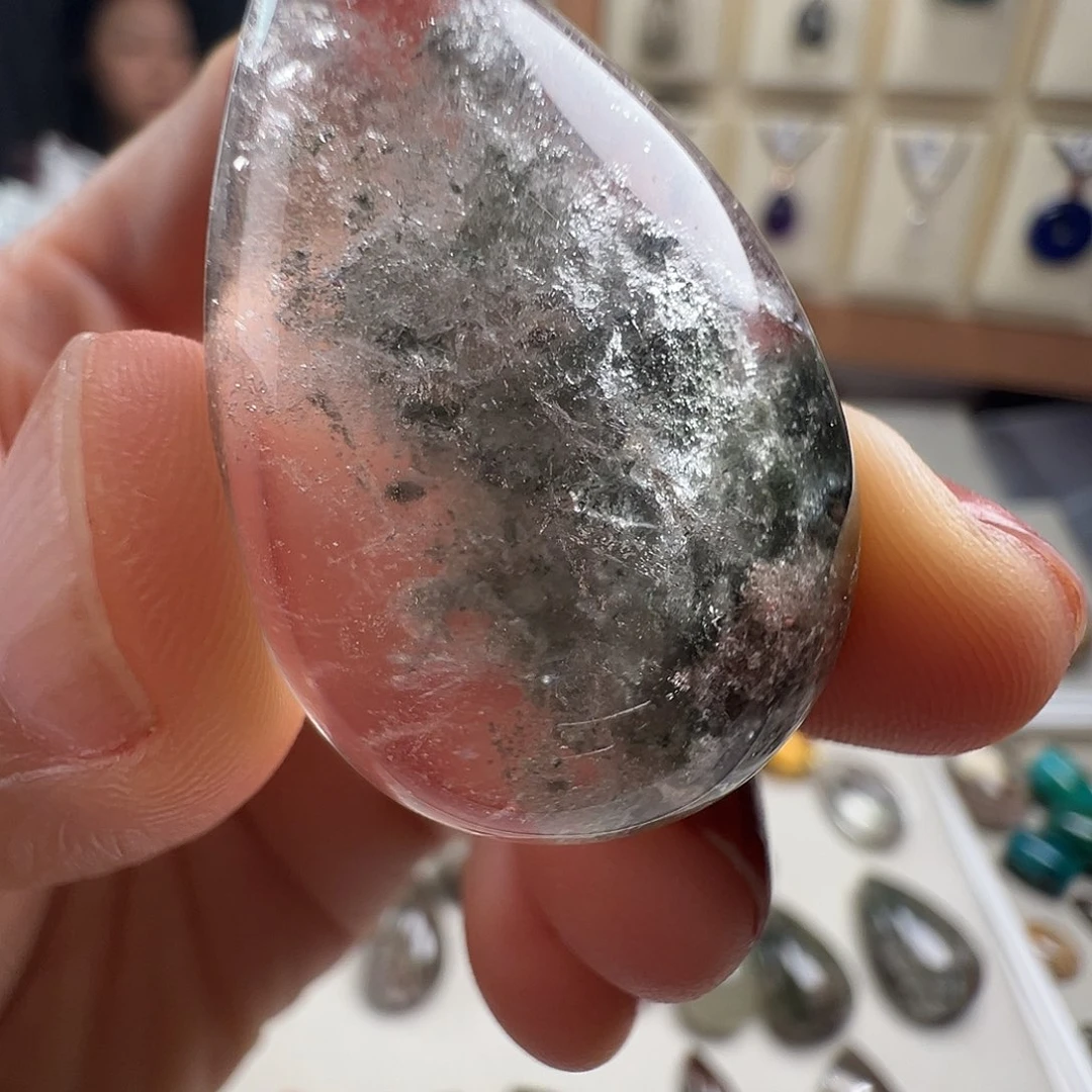 颈饰水晶银S925镶嵌天然幽灵水晶