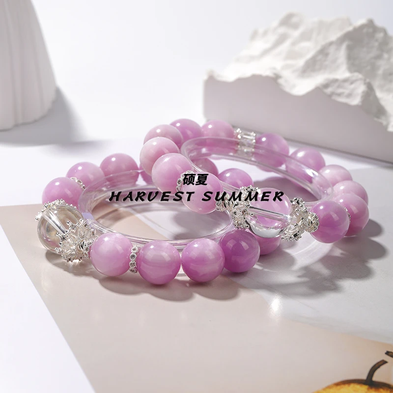 硕夏紫锂辉13-14mm+白水晶顶珠16-17mm优雅设计多样性发其一WW23