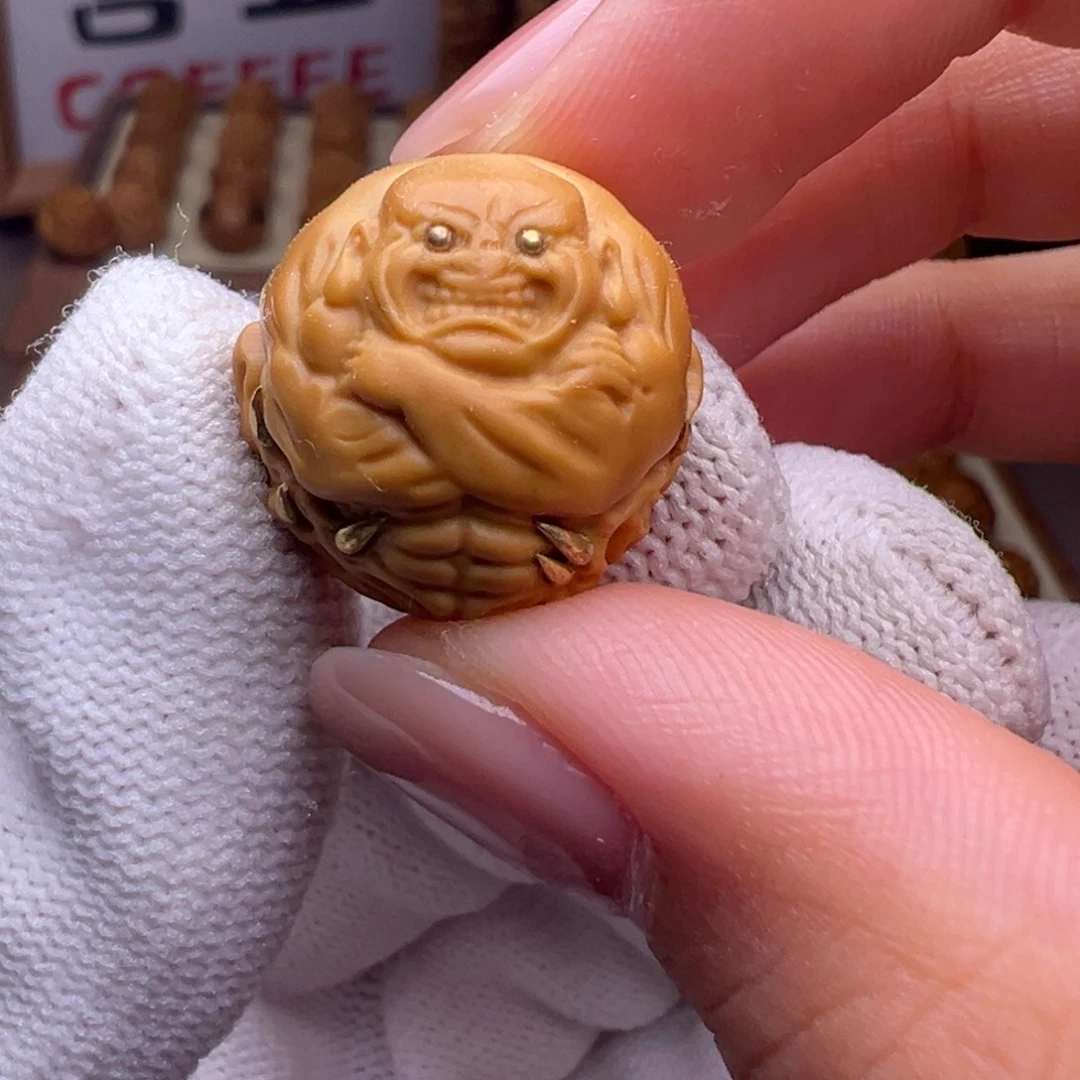 把件猴头核桃镶嵌款破戒全品有正常封口线