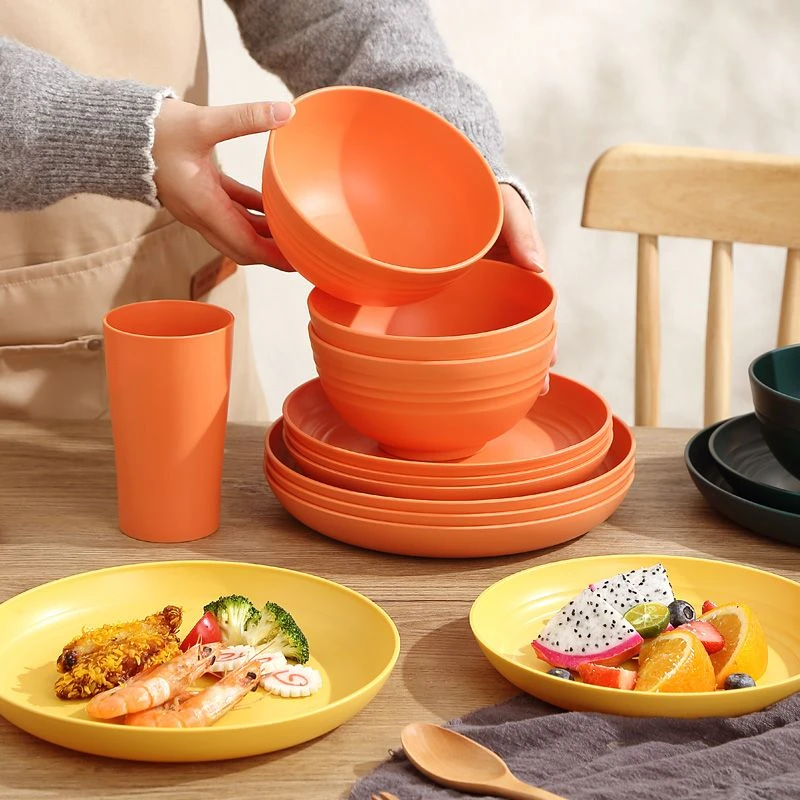 小麓班16件套碗碟杯套装家用吃饭防摔餐具可微波炉餐盘汤碗套餐