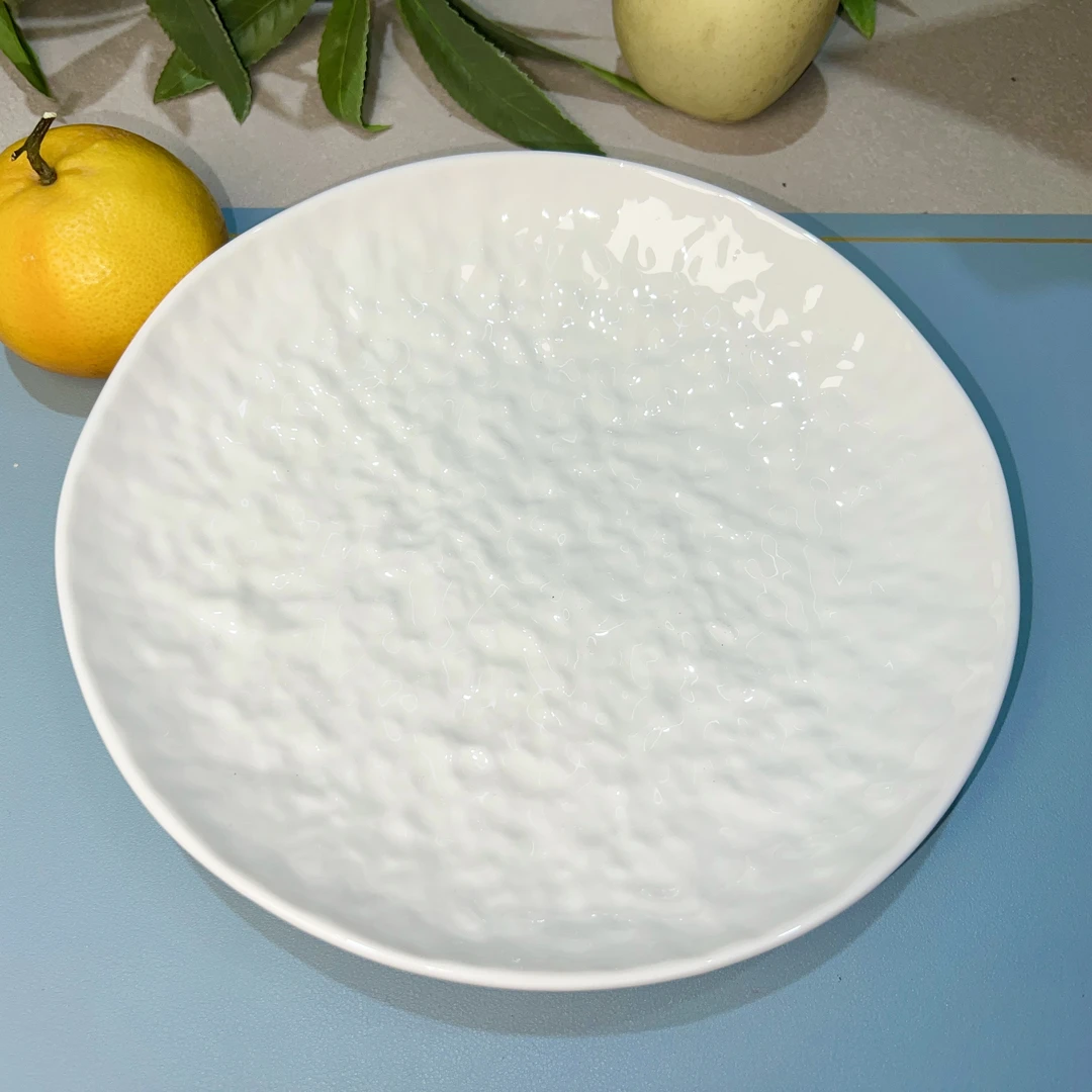 【九陶】9寸铂晶石纹汤盘酒店饭店陶瓷餐具创意凉菜盘家用大容量