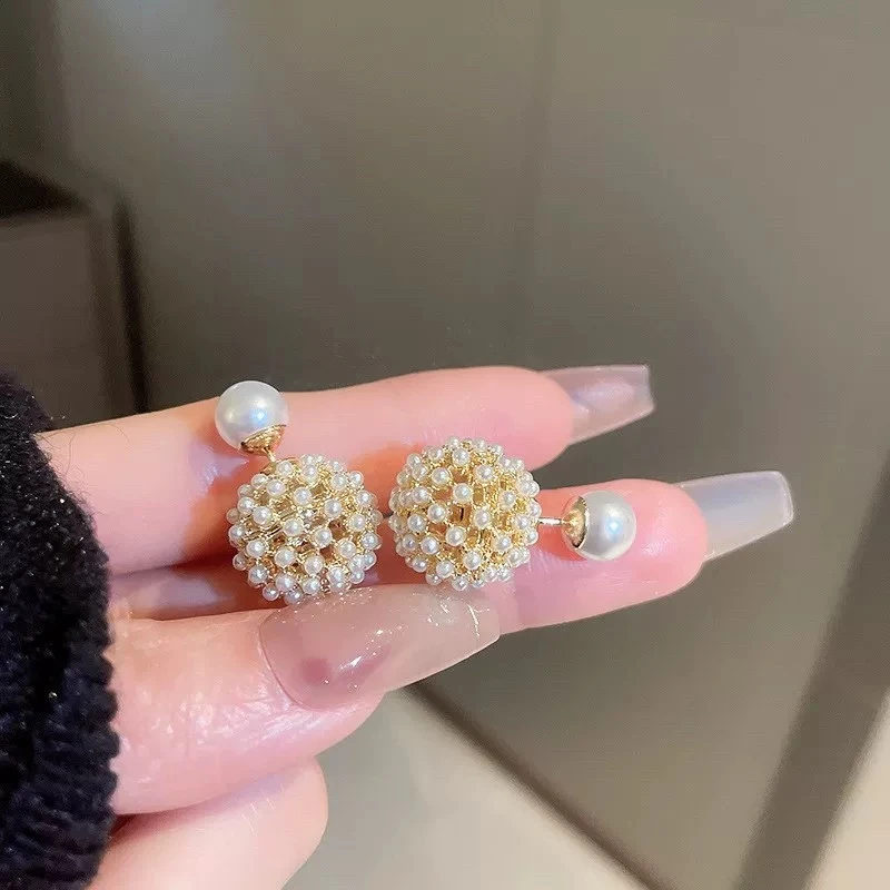 铜合金耳饰 【8391】法式温柔仙气精致一款两戴圆形耳环气质轻奢