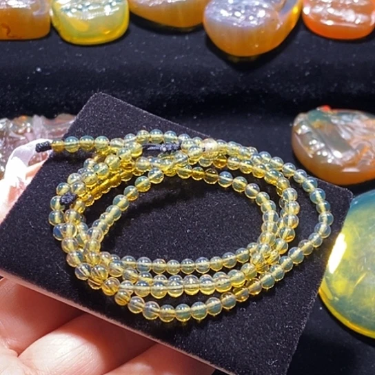 琥珀未镶嵌颈饰全净小珠子链