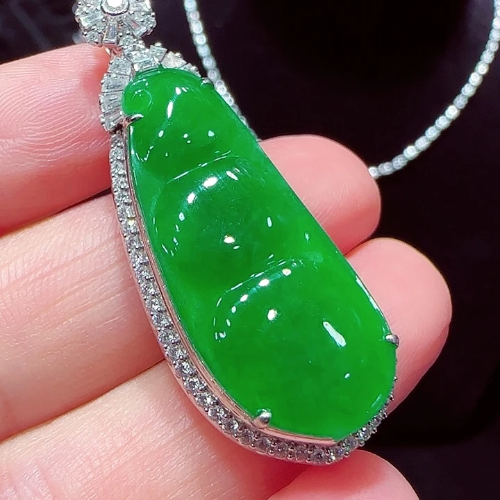 翡翠18K金镶嵌吊坠(不含链)吊坠