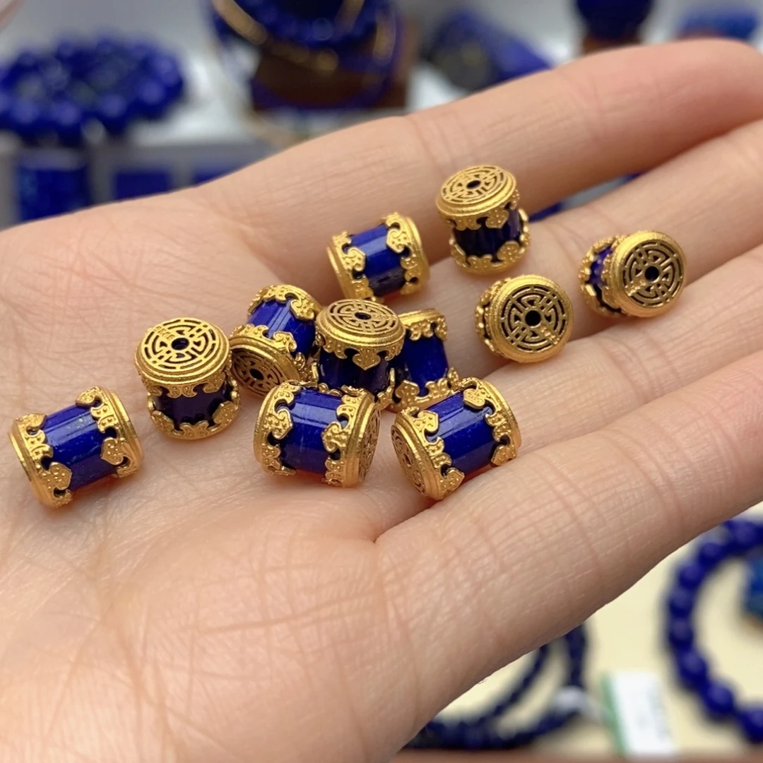 青金石银S925镀金镶嵌颈饰随机发一个