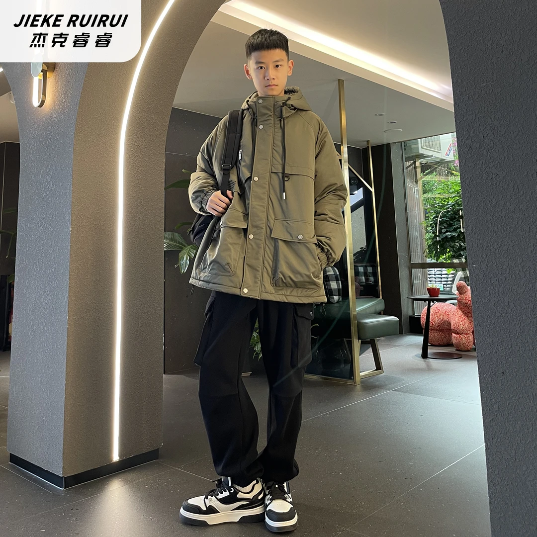 【现货-潮】复古冬工装夹棉棉服外套大童休闲保暖棉袄外套杰克睿睿