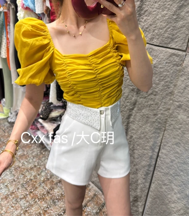 【CXX】9063升级款糖果色棉麻沙显瘦上衣