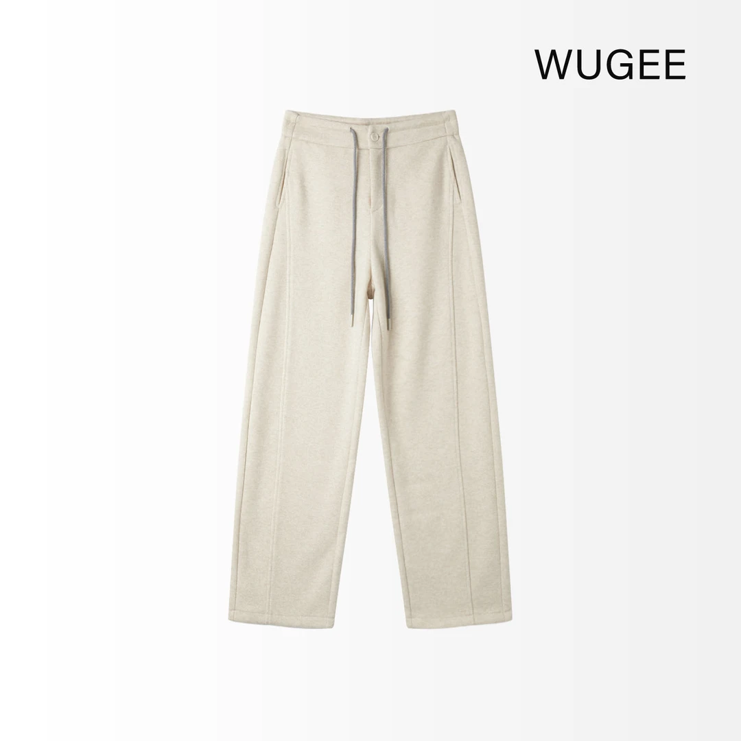 【WUGEE】直筒弯刀裤醋酸羊毛针织直筒时尚休闲纯色秋冬休闲裤