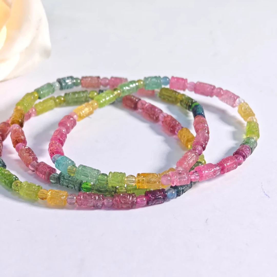 【书记甄选】天然碧玺回纹单圈手链多样性发一件 约3mm LB5619