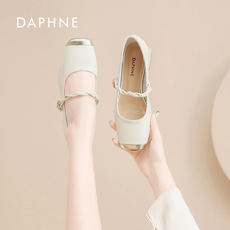 Daphne/达芙妮2025春玛丽珍鞋新款洋气一脚蹬单鞋方头百搭乐福鞋