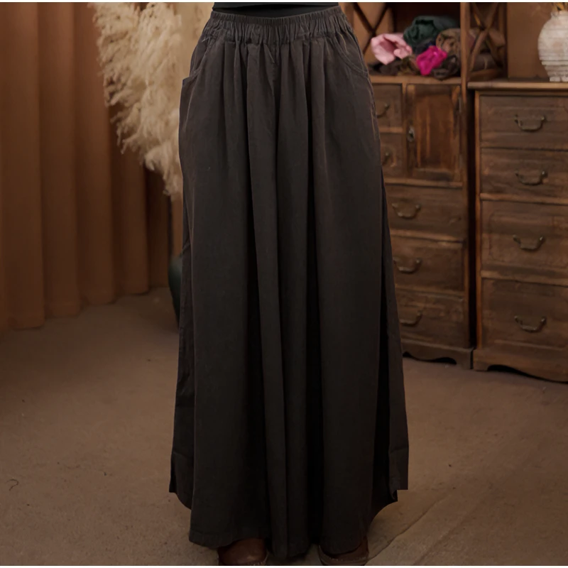 【原制原味】2024新款7035亚麻炒色做旧时尚九分裤休闲百搭裙裤