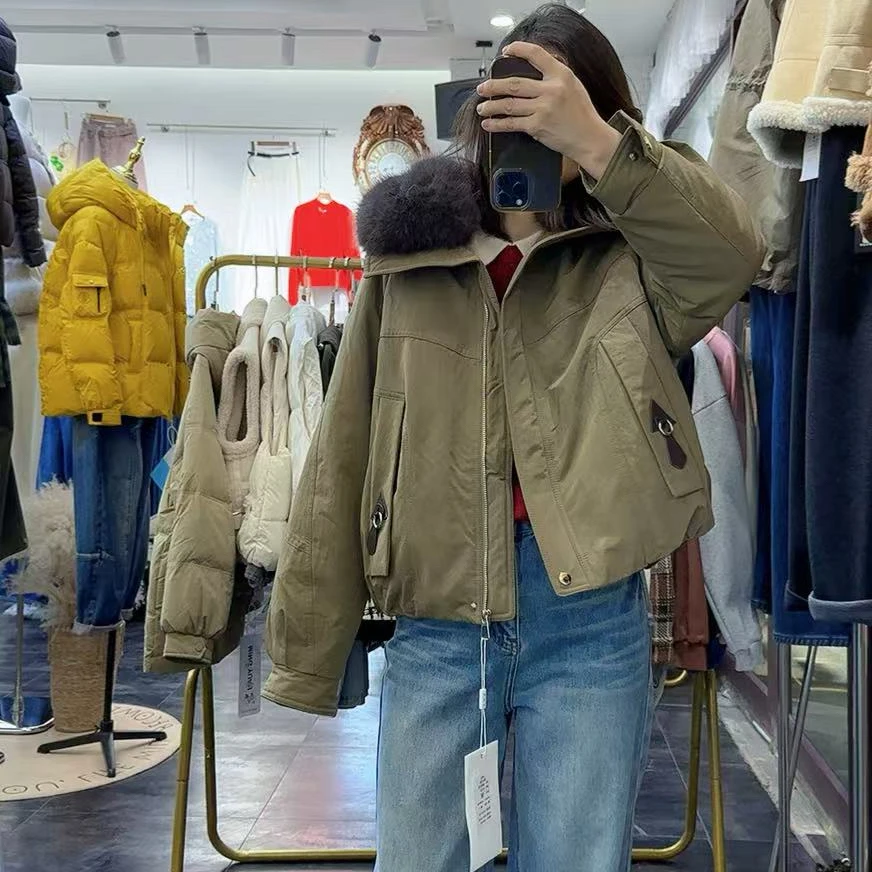 冬季新品可拆卸毛领加棉加厚短款派克服女棉衣棉服休闲百搭高档潮