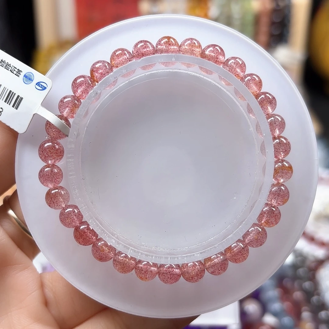 水晶手链未镶嵌白水体草莓晶6.3