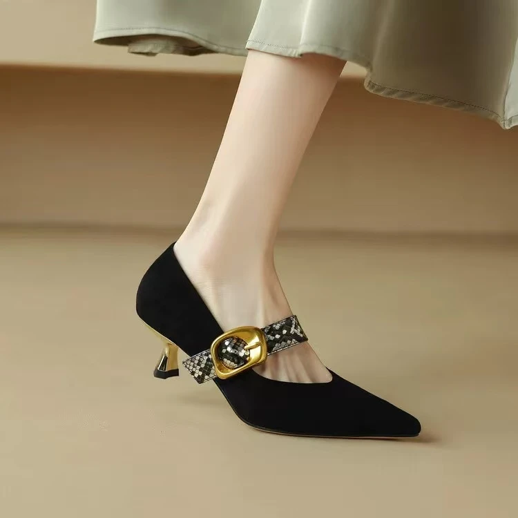 2025年新款真皮女鞋单鞋玛丽珍鞋韩版百搭休闲尖头平底鞋乐福鞋