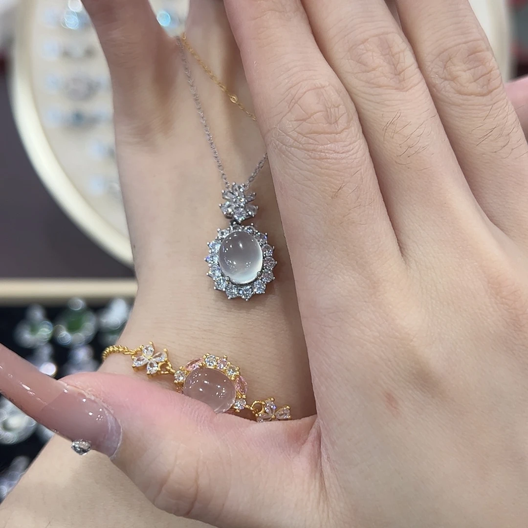 幸****蛇纹石玉银S925镶嵌颈饰