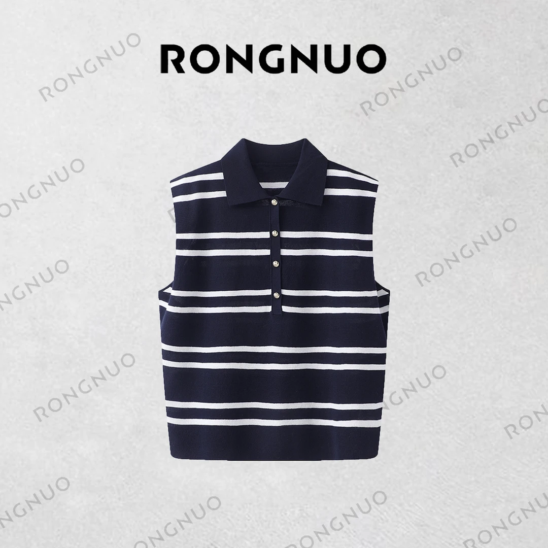 容诺【毛针织衫】2025夏新品醋酸棉纱宽肩立裁背心吊带针织衫K5949