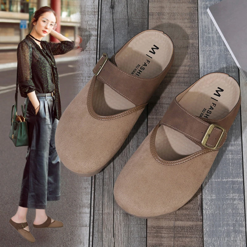 【品牌】2025软底包头穆勒鞋春季新款女鞋时尚平底百搭半拖7290