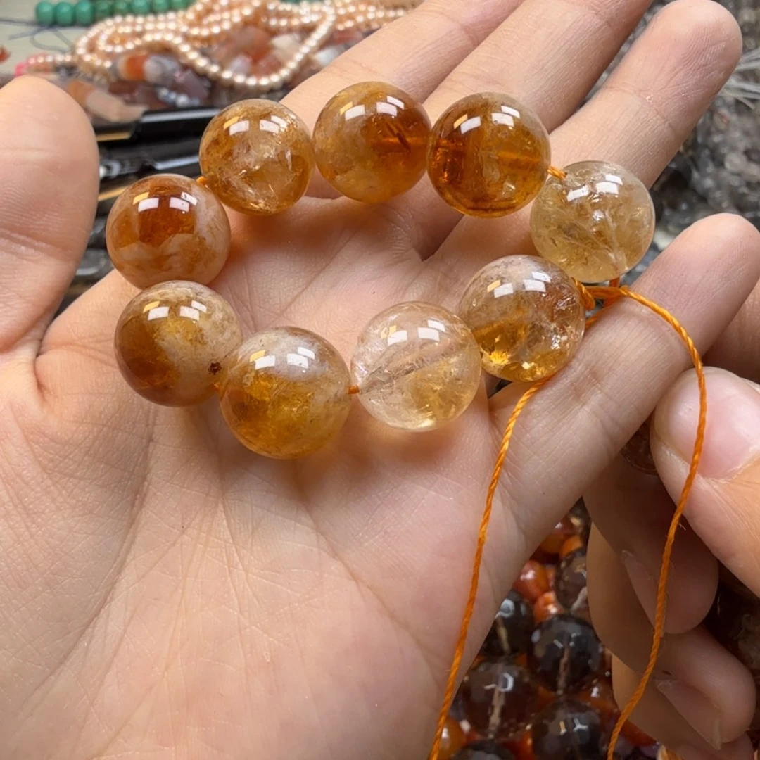 水晶珠宝半成品未镶嵌卡14黄塔晶9颗