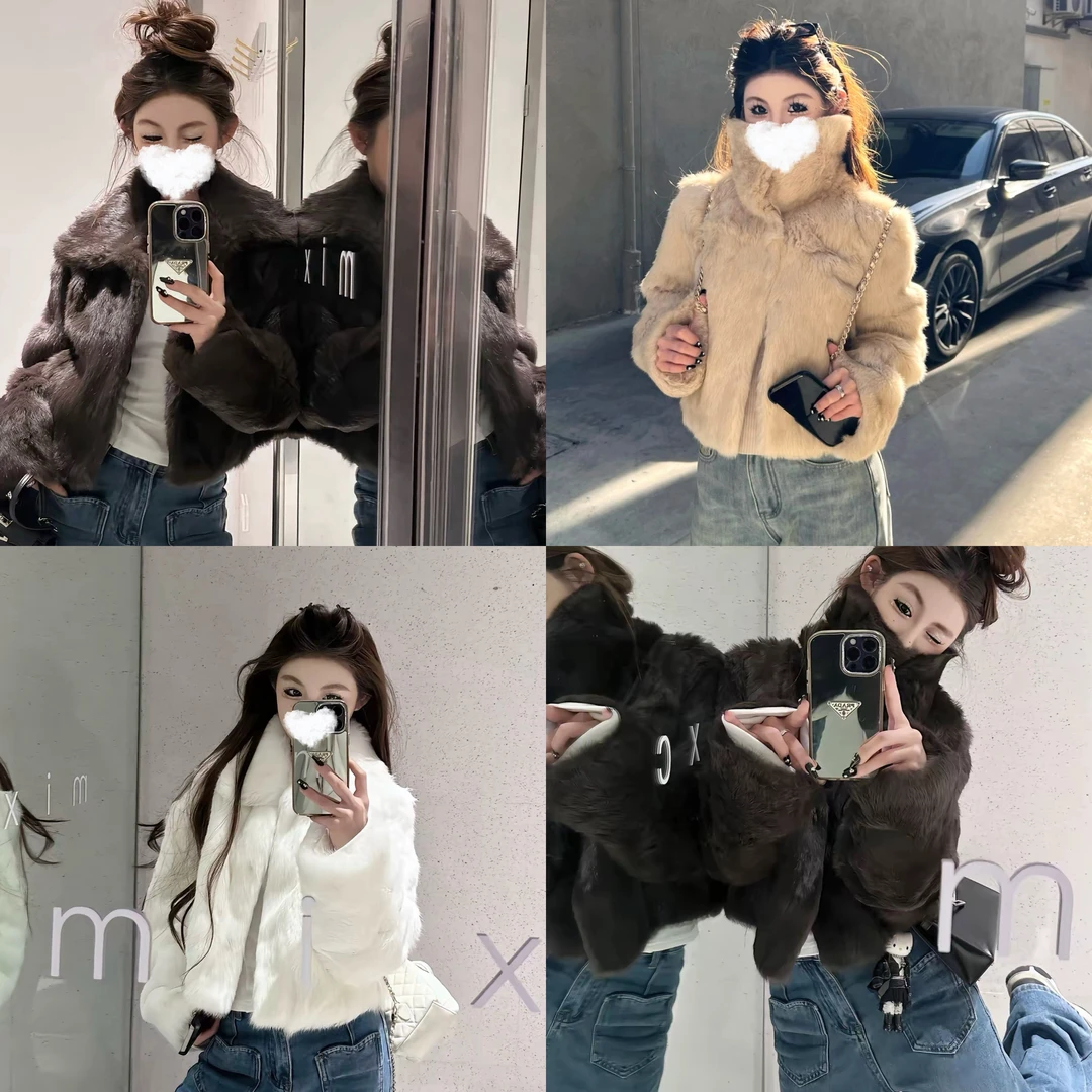 Tt Babe 【ins奶兔】2025 反季热卖短款兔毛一体外套