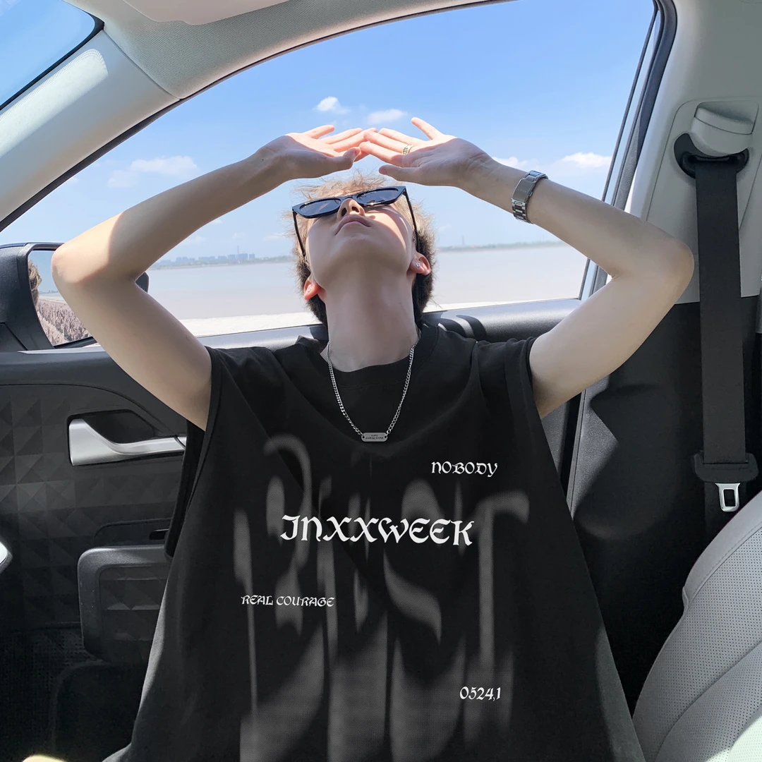 美式外穿字母坎肩背心男大码300斤夏季新款情侣宽松百搭无袖上衣