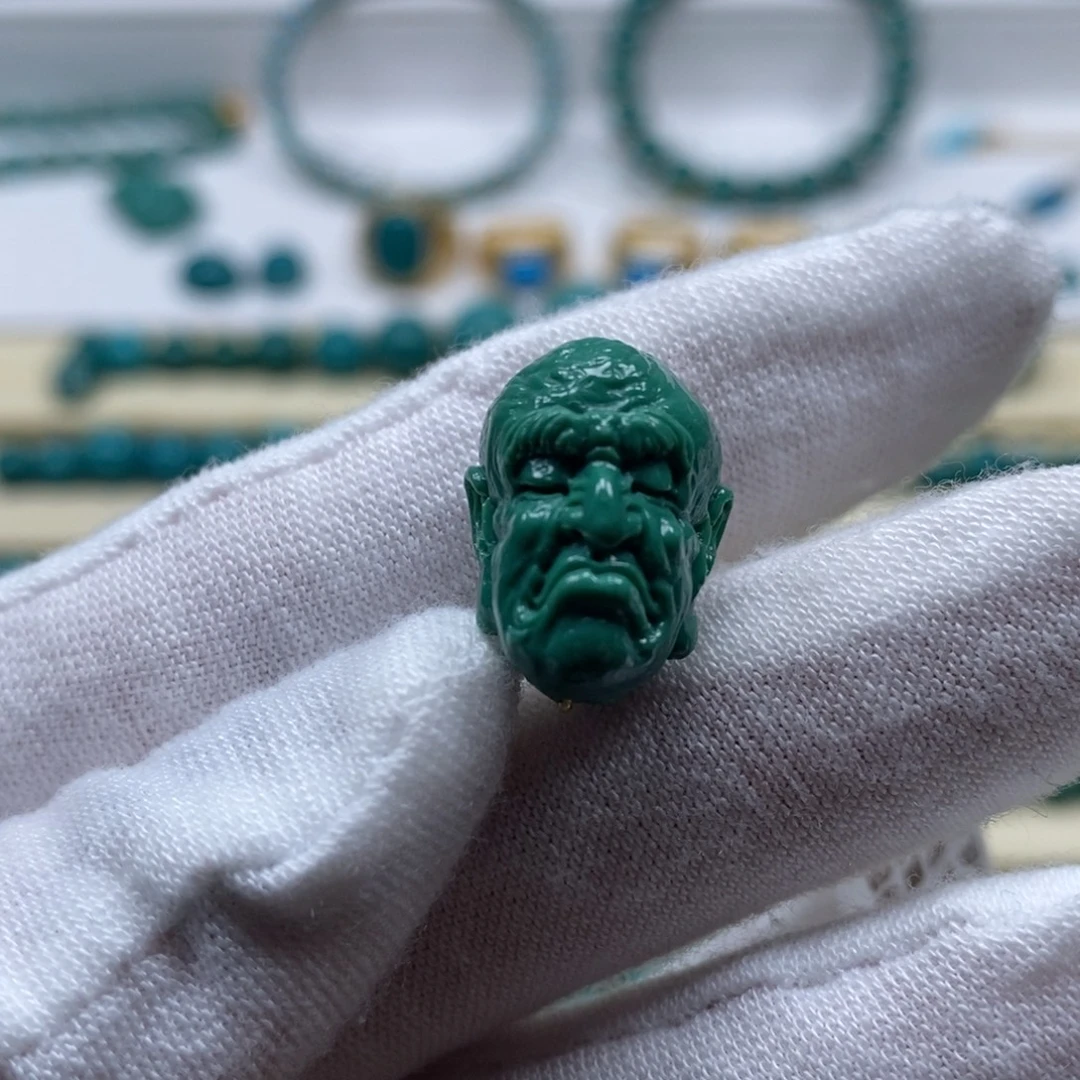 绿松石未镶嵌珠宝奇石罗汉12.7mm