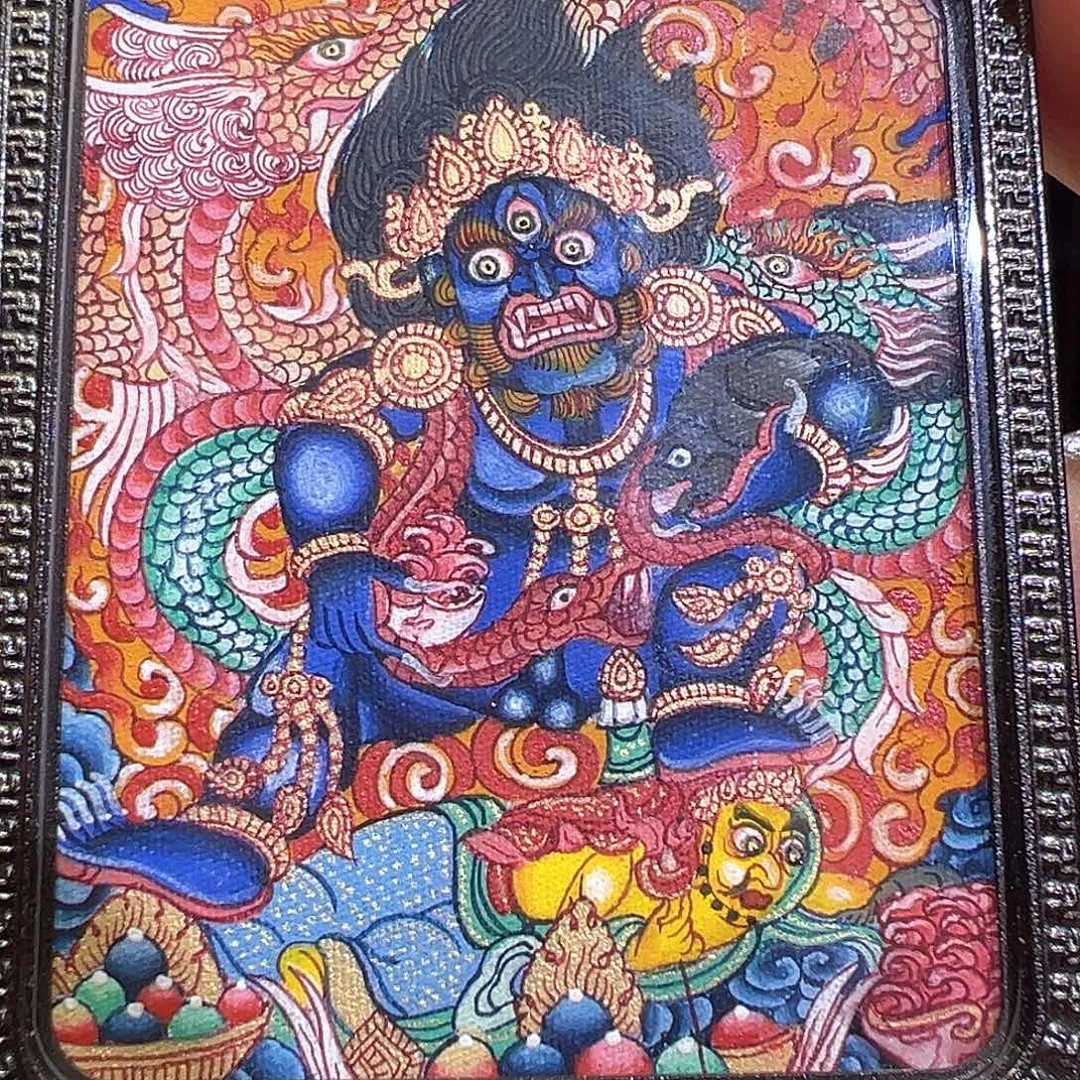吊坠手绘热贡唐卡黑财神