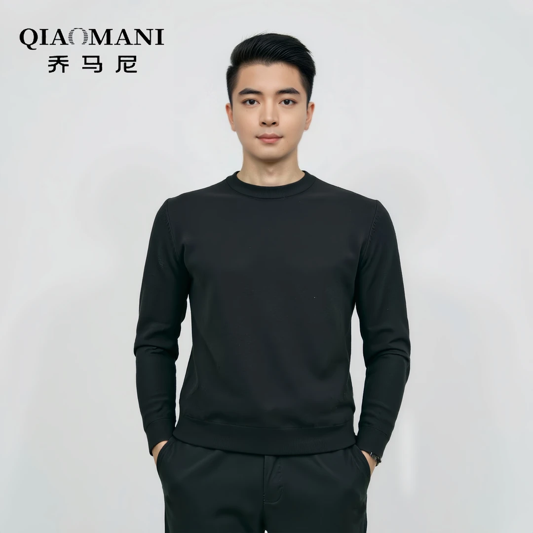 乔马尼新款商务休闲时尚百搭男士套头纯色羊毛衫22801