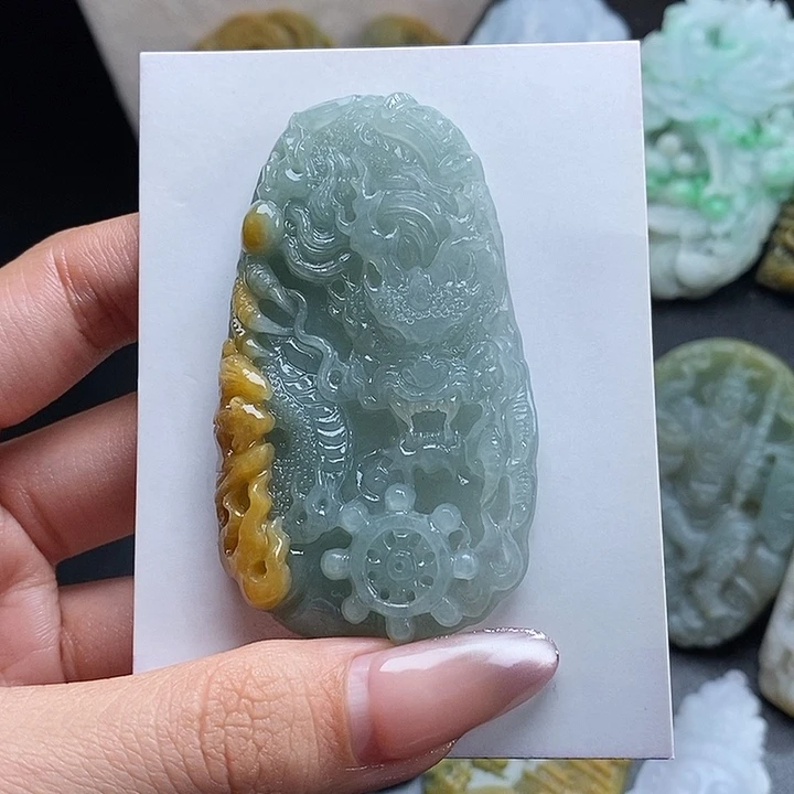 华***峰定制翡翠未镶嵌龙牌