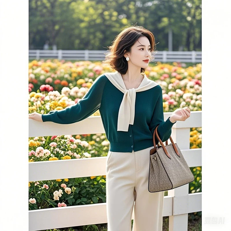 独特超好看内搭可外穿墨绿色针织衫初春款2025年新款女装别致上衣