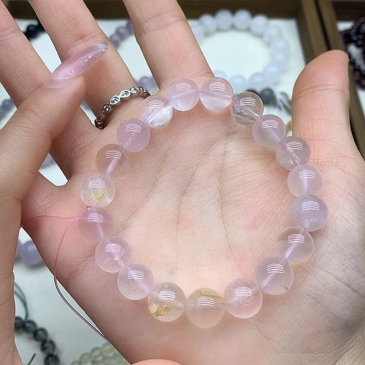 水晶未镶嵌手链粉胶花