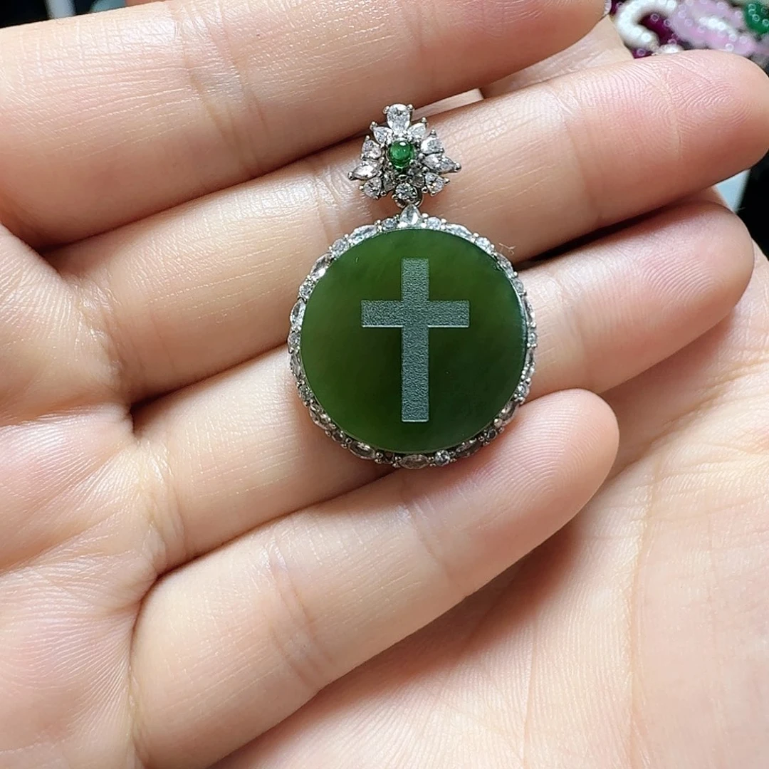 和田玉银S925镶嵌颈饰