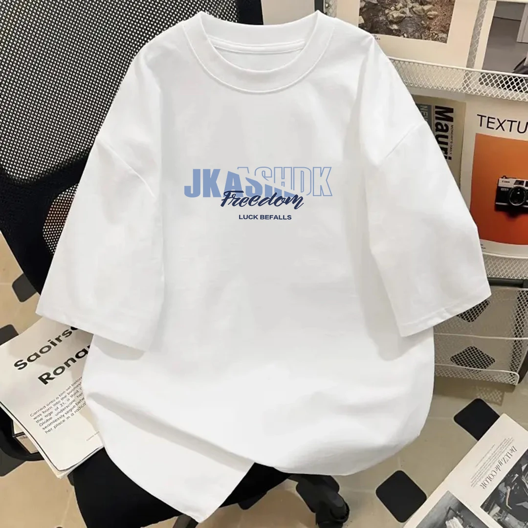 美式潮牌重磅280g纯棉短袖T恤男2025夏季爆款圆领印花半袖棉T男士