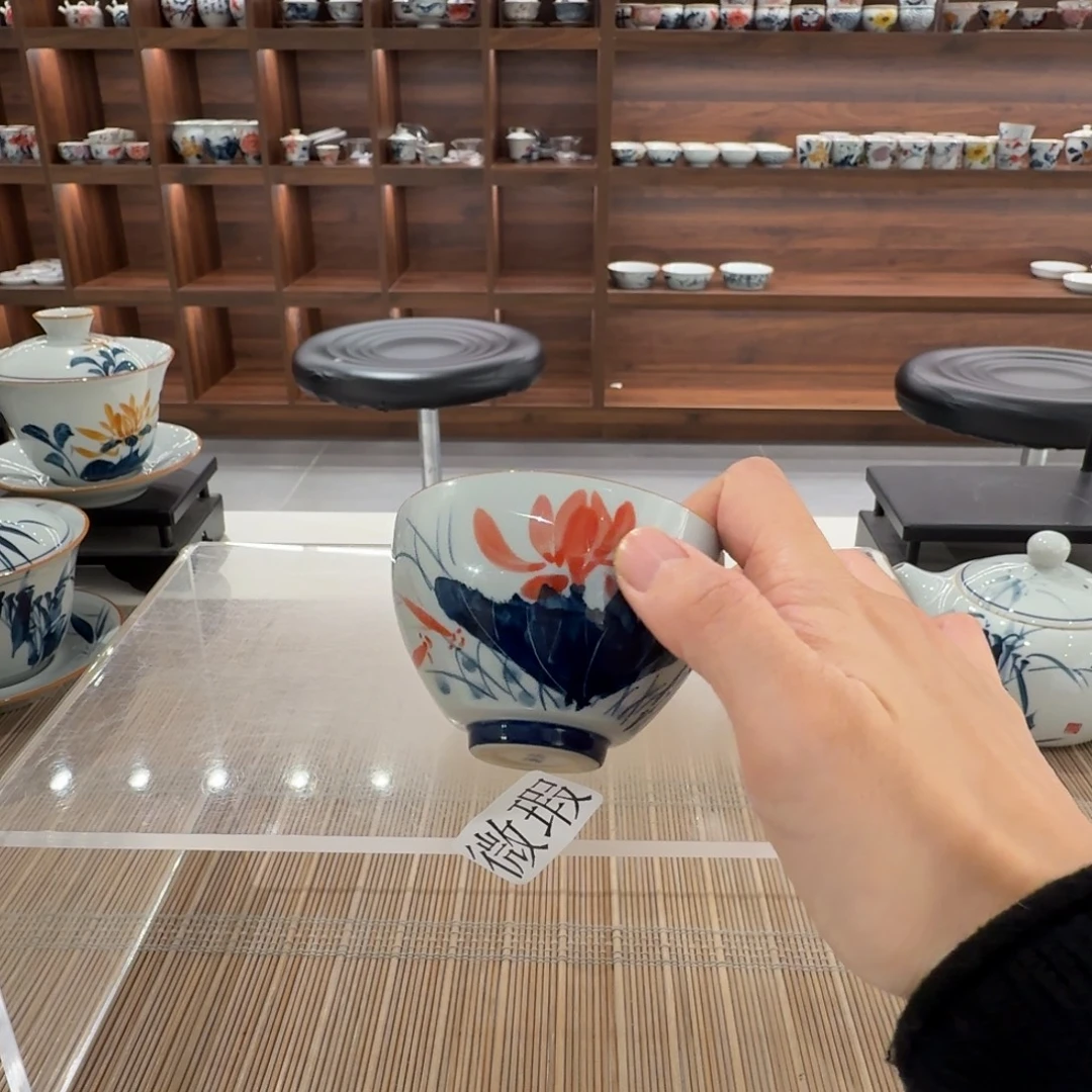 釉下手绘茶具微瑕