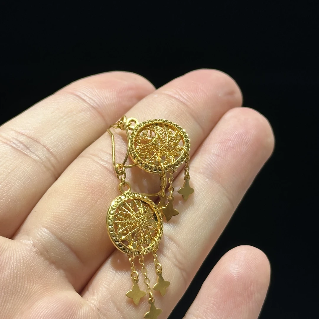足金999 5G 捕梦网弯钩耳钉 5.705