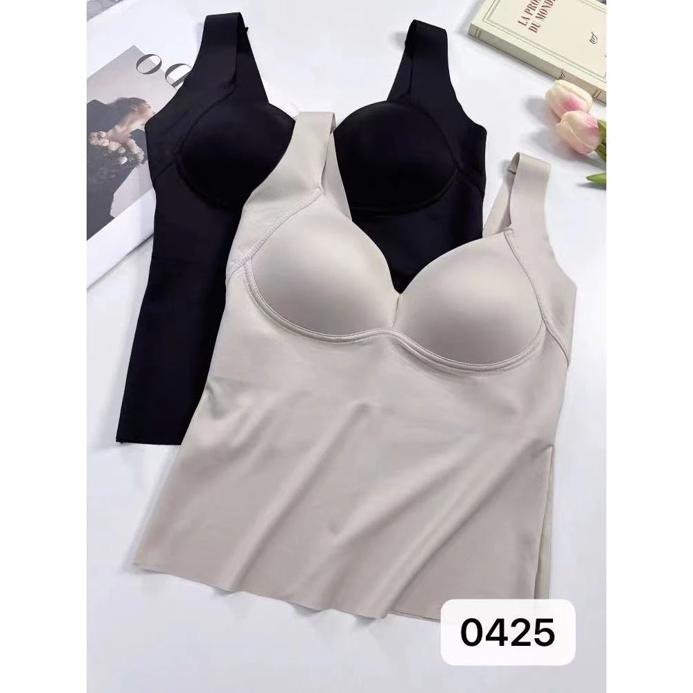 新款无痕大童宽肩纯色内搭背心0425