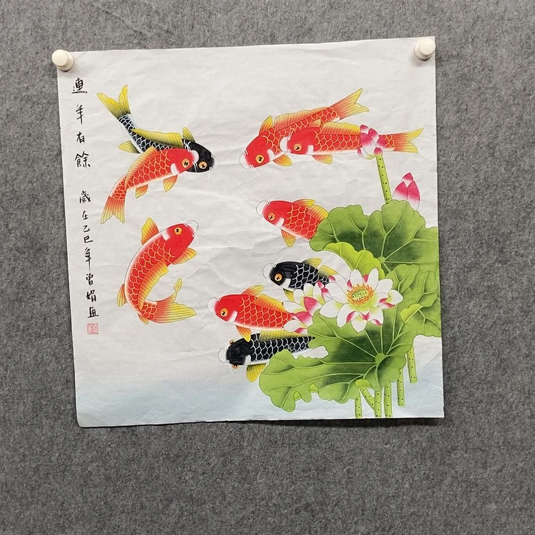 国画四尺斗方花鸟工笔一幅