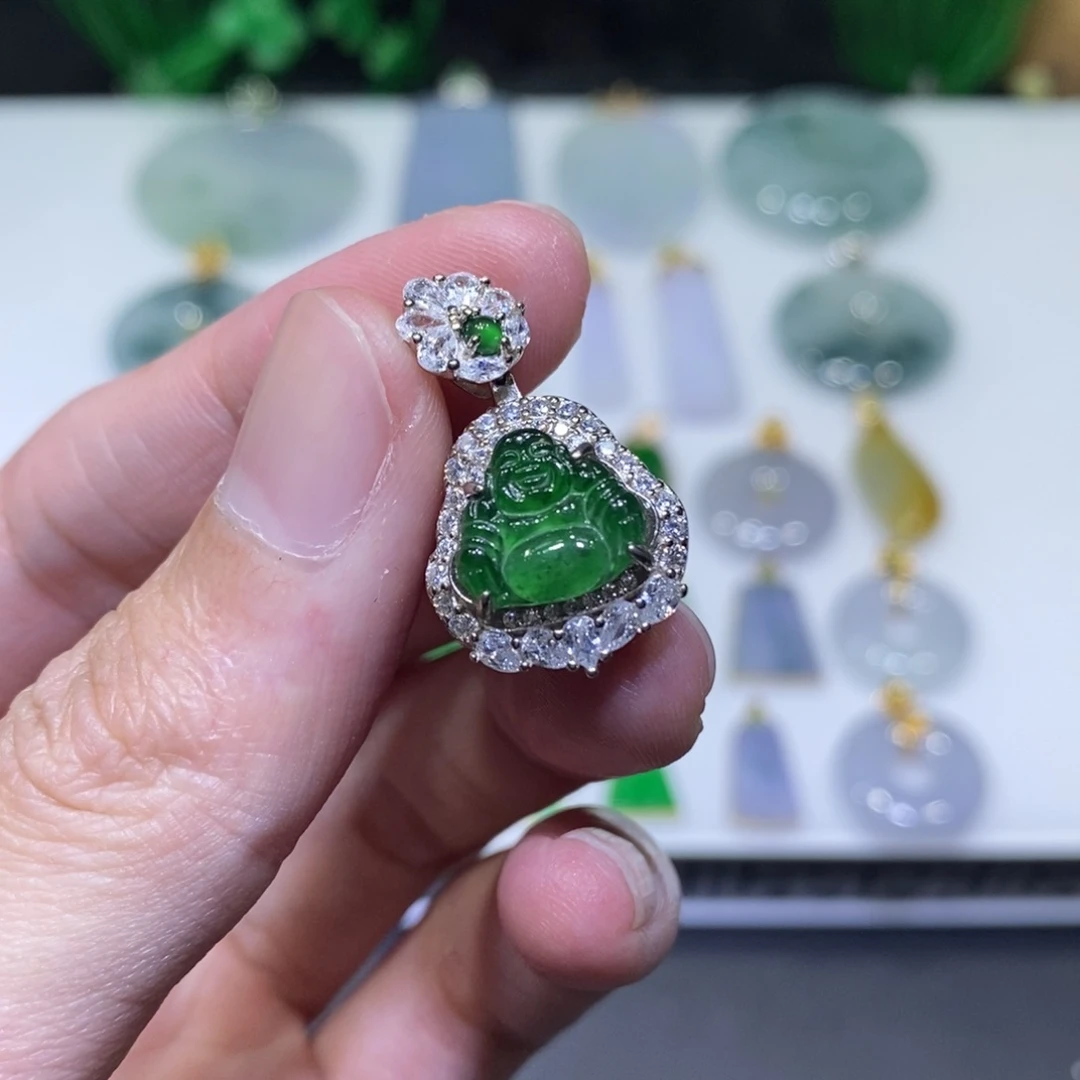 翡翠银S925镶嵌吊坠(不含链)